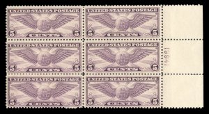 United States, Air Post #C12 Cat$180, 1930 5c violet, plate block of six, nev...