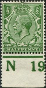 SG354 SPEC N14(-), ½d DEEP brt yell-green, LH MINT. Cat UNLISTED. CONTROL N19