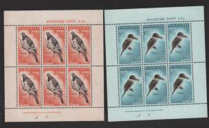 $New Zealand Sc#B59a-60a M/NH/VF, set/2 sheets/6 Birds, mini sheets, Cv. $26