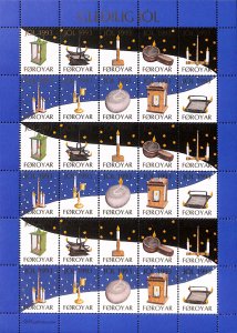 Faroe Island Denmark Christmas seals full MNH sheet 1993