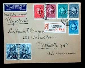 Netherlands Registered Cover #B154-B158,256 to New York USA