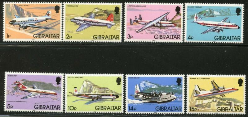 GIBRALTAR Sc#416-430 1982 Airplanes Mint NH Complete