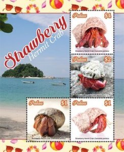 Palau 2019 - Strawberry Hermit Crab - Sheet of 4 stamps- Scott #1427 - MNH