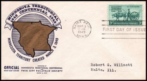 US 981 Minnesota Territory 1st Twin City Typed FDC