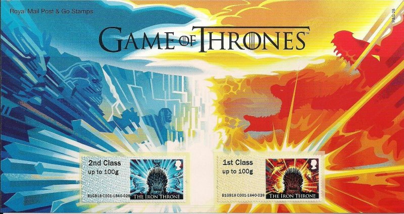 2018 Royal Mail Game of Thrones post & Go P&G 28 UNMOUNTED MINT