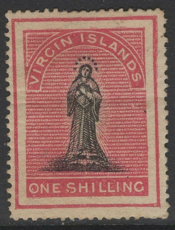 VIRGIN ISLANDS SG14b 1867 1/= BLACK & ROSE-CARMINE(TONED PAPER) MTD MINT