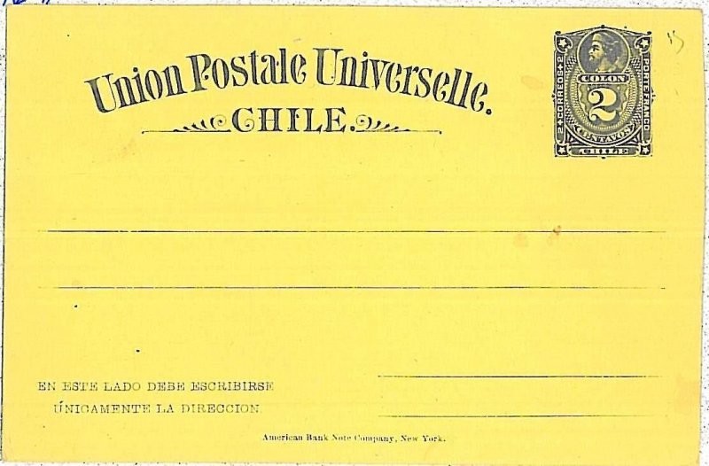 30840 - CHILE - POSTAL STATIONERY:HIGGINGS & GAGE # 12-2 CENTS - COLON COLUMBUS-