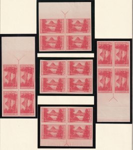 1935 Glacier National Park FARLEY Sc 764 imperf arrow & center line blocks (F8