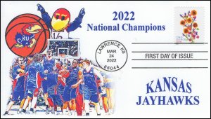 22-058, 2022, National Champions, Event Cover, Standard Postmark,Kansas, Jayhawk