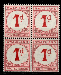 SWAZILAND GV SG D1, 1d carmine, NH MINT. BLOCK OF 4