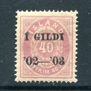 Iceland/Island 1902-3 Black Overprint MH Perf 14x13.5 Sc 66 var (def 3) 9629