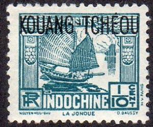 France (In China) 99 - Mint-H - 1/10c Chinese Junk (Ovpt: Kouang Tcheou) (1937)