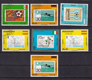 LI09 Paraguay 1988 History of Football World Cup used stamps