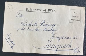 1917 Isle Of Man England Prisoner War Knoekaloe Camp 5 Sheet Cover To Germany