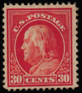 US Scott #420 - VF - 30c Franklin - Orange Red - OG - 1914