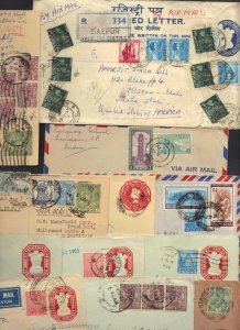 INDIA 1930-60s COLL OF 12 CVRS & POSTAL CARDS FROM K GEORGE V ISSUE INC CENSORED