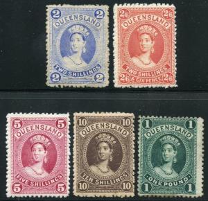 QUEENSLAND  SCOTT#79/83  MINT HINGED THICK PAPER VARIETY