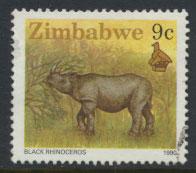 Zimbabwe  SG 773a  SC# 619a Used  Perf 14½ Rhinoceros see detail and scan