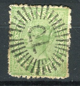 AUSTRALIA; QUEENSLAND 1880s early QV issue used 6d. value + POSTMARK