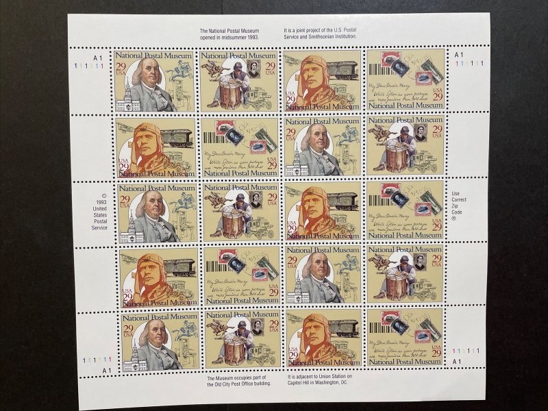 1993 sheet, National Postal Museum Sc# 2779-82