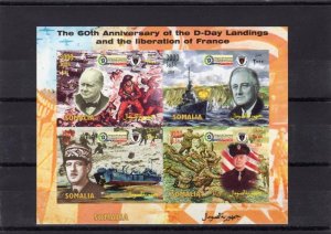 Somalia 2004 D.DAY DE GAULLE CHURCHILL Sheet Imperforated Mint (NH)