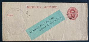 1889 Buenos Aires Argentina Stationery Wrapper Cover To London England