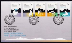 Ross Dependency 2009 Antarctic Treaty Set First Day Cover FDC SC L109-L113