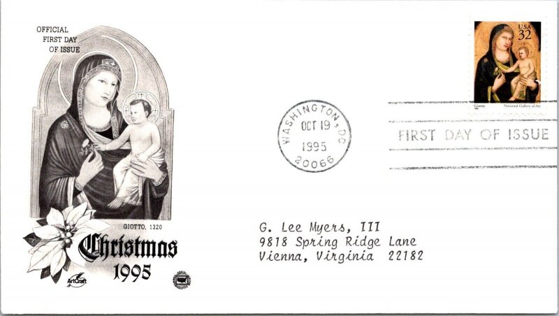 FDC 1995 SC #3003 Postal Soc Commemorative - Washington DC - Single - J4526