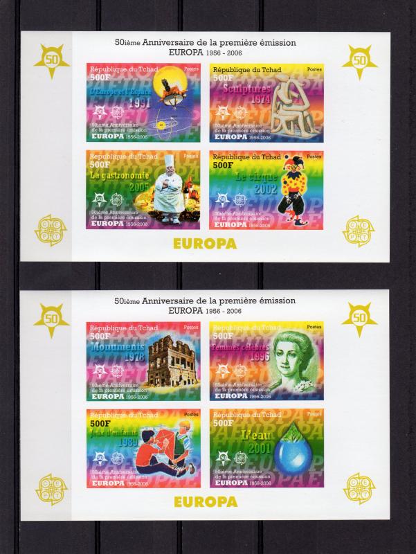 Chad 2005 Europa CEPT 50th.Ann 2 S/S Imperforated (8) Michel 406b/407b