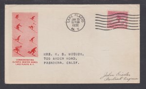 US Planty 716-34 FDC. 1932 2c Winter Olympics, A.E. Gorham cachet, addressed