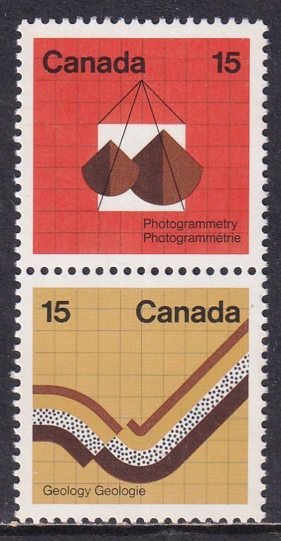 Canada 1972 Sc 584, 582 Earth Sciences Se-tenant Vertical Pair Stamp MNH