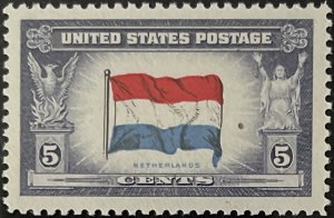 Scott #913 1943 5¢ Overrun Countries Netherlands MNH OG XF