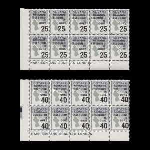 Guyana 1982 (MNH) Map of Guyana provisionals imprint blocks ✔️
