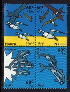 Nauru #B1a-d ~ Cplt Set - Block of 4 ~Sea Birds, Dolphins ~ Unused, HM (1995)