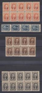 MEXICO 1864 HIDALGO Sc 14a-17a SET W/O OVPTS IN BLOCKSx10, 8 & 4 FACSIMILE HS' 