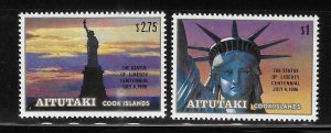 Aitutaki 1986 Statue of Liberty Sc 394-395 MNH A1069