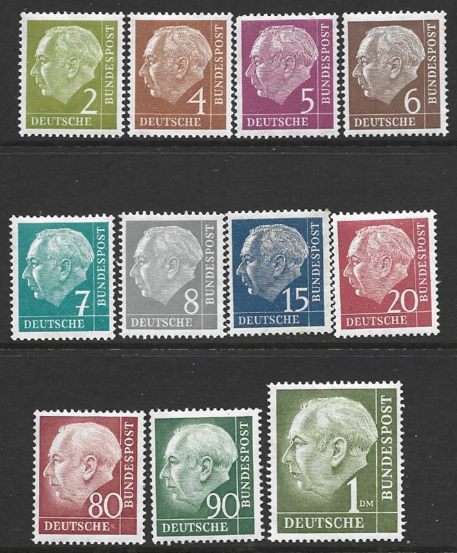 COLLECTION LOT 9217 GERMANY 11 MNH STAMPS 1954 CV+$28