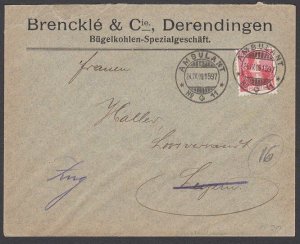 SWITZERLAND 1909 cover AMBULANT cds - to Luzern redirected to ZUG...........Q601