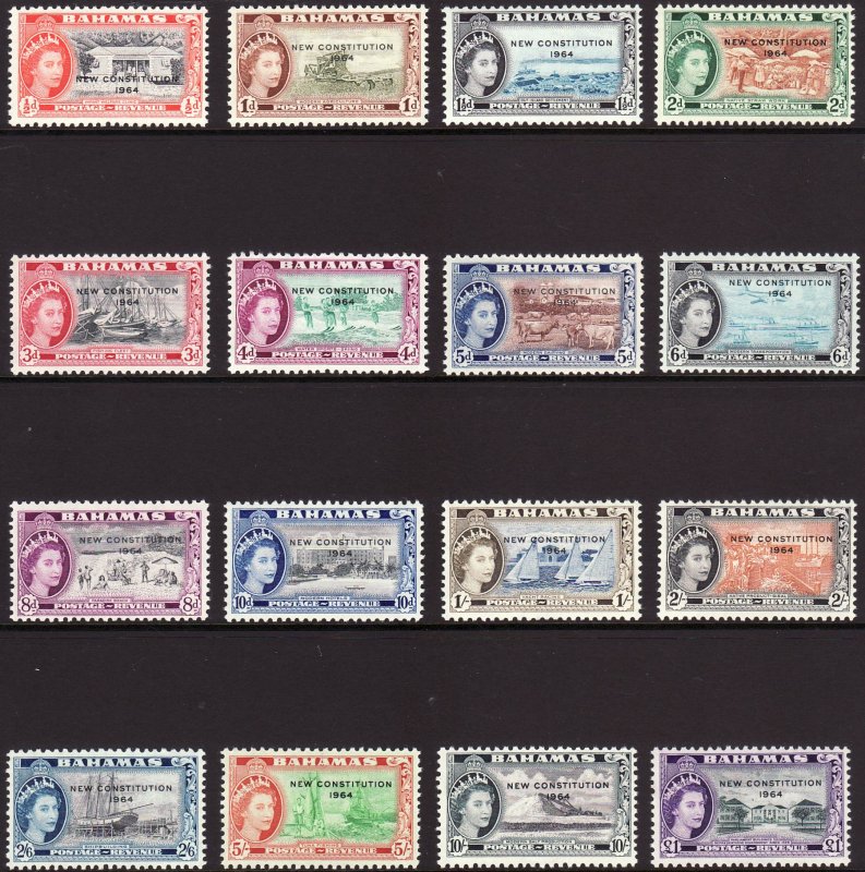 1964 Bahamas QE New Constitution complete set MNH Sc# 185 / 200 CV $37.15