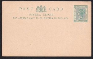 SIERRA LEONE QV ½d postcard fine unused....................................A8130