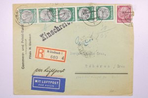 Germany 1937 M Gladbach Registered Cover to Teheran - L39308