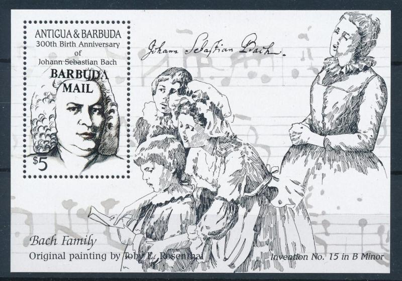 [95063] Barbuda 1986 Music Bach OVP Barbuda Mail Sheet MNH