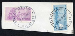 Isle of Man 10/- Purple and 5/- Blue QEII Pictorial Revenues CDS On Piece