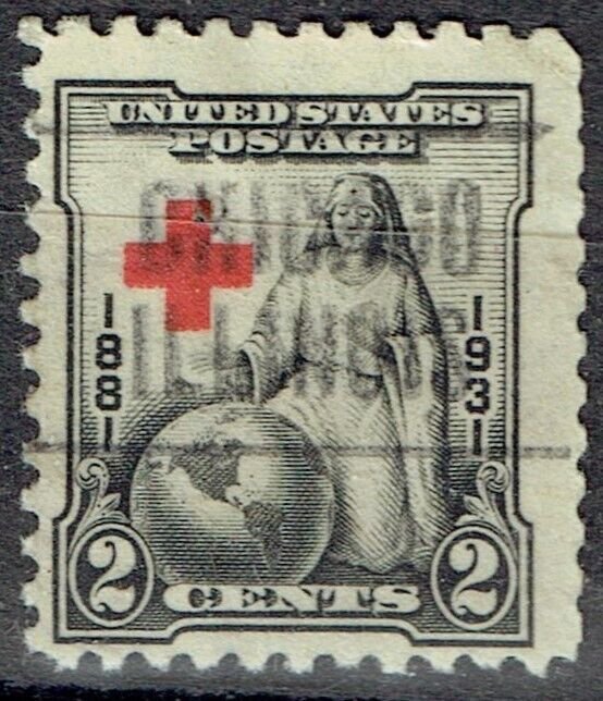 1931 2c RED CROSS w/Precancel f/CHICAGO IL (702-L-14.5HS). VERY SCARCE TYPE!!