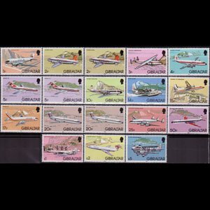 GIBRALTAR 1982 - Scott# 416-30 Airplanes Set of 18 NH