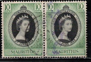 MAURITIUS Scott # 250 Used Pair - QEII Coronation