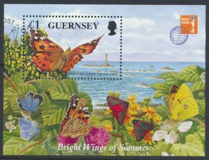 Guernsey  SG MS734  SC# 590  Butterflies   First Day of issue cancel see scan