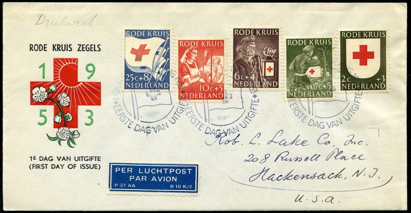 Netherlands #B254-258 (NVPH 607-611) Cat€80, 1953 Red Cross, set of five on...