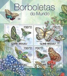 Guinea-Bissau - Butterflies of the World - 4 Stamp Sheet - GB12302a 