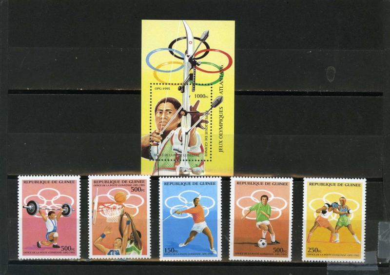 GUINEA 1995 SUMMER OLYMPIC GAMES ATLANTA SET OF 5 STAMPS & S/S MNH